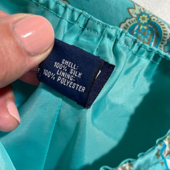 Gap Silk Halter Slip Mini Dress Vintage Y2k Size 8 Aqua Blue Green Paisley - Picture 14 of 15